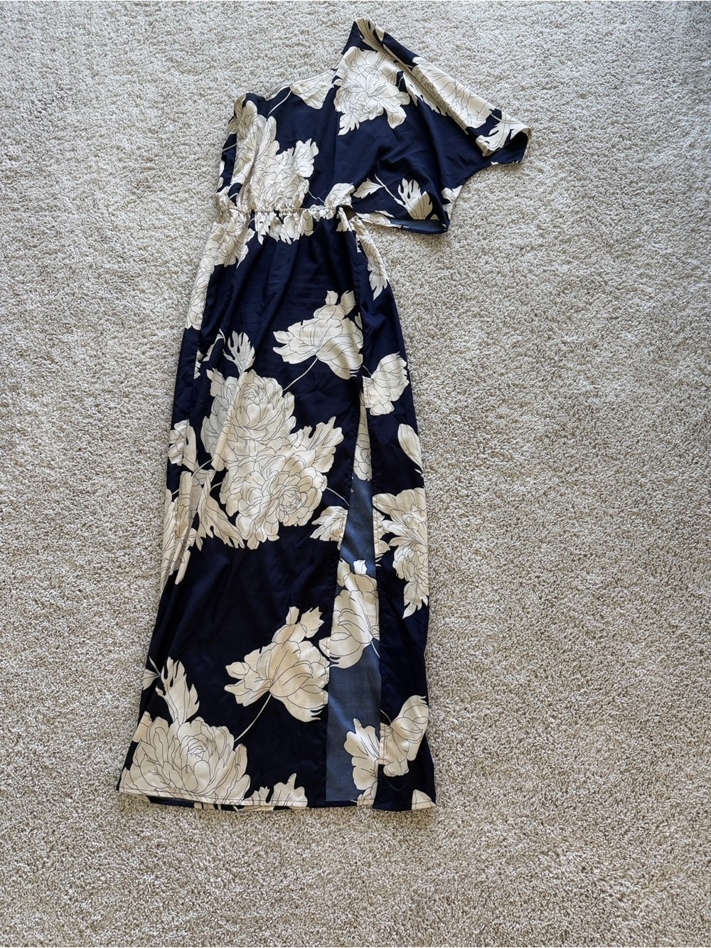 Baltic Born One-Shoulder Navy and Cream Floral Maxi Dress - Picture 2 of 3